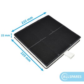 AllSpares Activated Carbon Filter for Cooker Hood Suitable for Bosch 00360732/360732 / DHZ5186, Siemens LZ51800, Neff Z5116X1, Gaggenau AA260112 and Constructa CD66750 (222 x 222 x 22 mm)