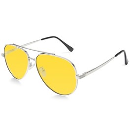 HENGOSEN Night Driving Glasses Pilot-Polarised-Sunglasses: Yellow Polarized Lens Anti Glare Ultralight for Driving at Night