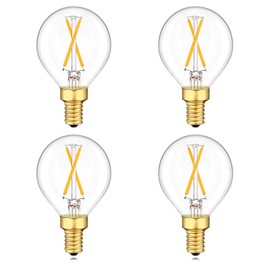 Dimmable G16.5 E12 LED Bulb G16 1/2 LED Light Bulb 25W Equivalent Small Base Candelabra Edison Bulbs Warm White 2700K 200LM 2W G50 LED Globe Bulb Chandelier Vanity Ceiling Fan Light Bulbs, 4 Pack