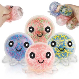 Pack of 4 Stress Balls, Octopus Luminous, Squishy Anti-Stress Balls, Anti-Stress Ball Toy Children and Adults, Fidget Toy for ADHD, Party Bags Filler, Stress Relief Toy for Christmas