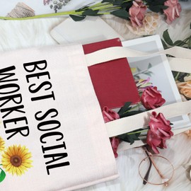JNIAP Social Worker Appreciation Gift Social Worker Canvas Tote Bag for Work Reusable Shopping Bag for Women (social worker tote bag)