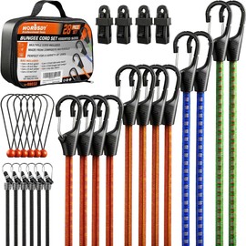 HORUSDY 28-Piece Premium Bungee Cords with Hooks, Includes 10”, 18”, 24”, 36”, 48”, Bungee Cord Assortment (10 to 48 Inch)