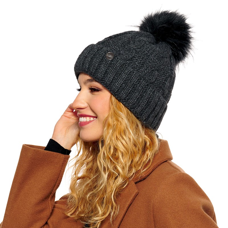 ELIMELI® Winter Hat Women's Hat with Fur Bobble Fleece Lining