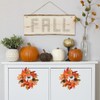 LSKYTOP Artificial Fall Wreath Autumn Wreath with Maples Leaf Pumpkin