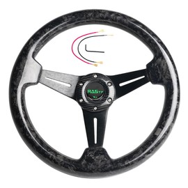 RASTP 13.8”/350mm Forged Carbon Fiber Racing Steering Wheel, 6 Bolts Steering Wheel Universal for Most Vehicle/Racing Car