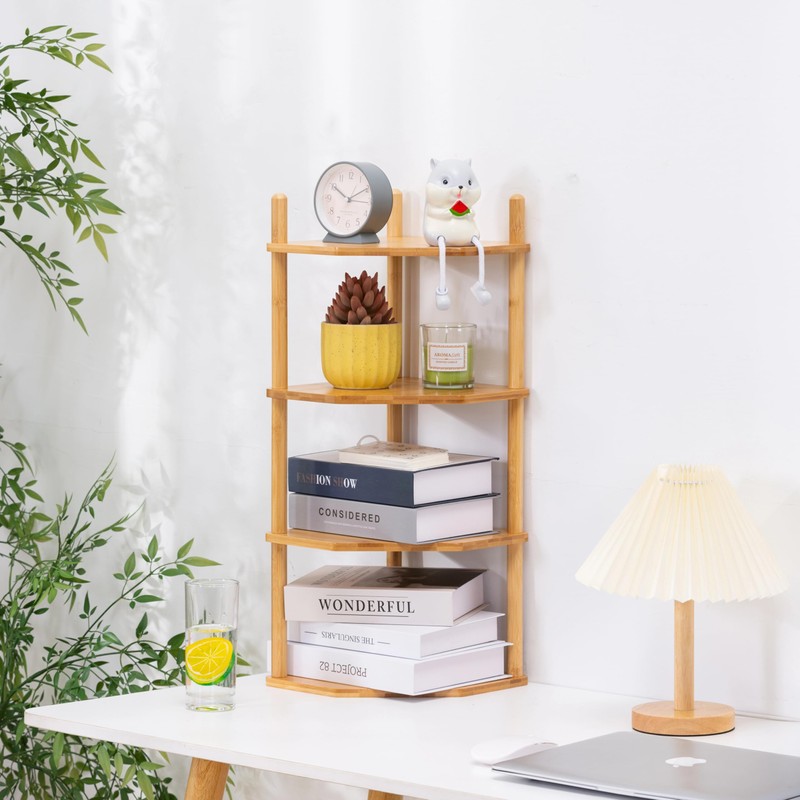 WooFawn Expandable Bamboo Corner Shelf for Cabinet - 2-5 Tiers