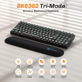 Taiahiro Clear Keyboard Wireless Creamy Mechanical Gaming Keyboard, 100 Keys Custom Hot-Swap LED Backlit, 3-Mode BT/2.4G/USB-C, 3000mAh Battery, Ergonomic Keyboard with Wrist Rest, Linear Switch