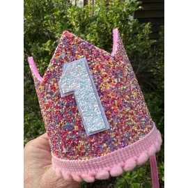 Unbranded 1st Birthday Hat, Babies First Birthday ,Birthday girl Gift, Glitter Crown