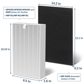 Lantiny HPA300 HEPA Filter R Replacement for Honeywell HPA300 Air Purifier Filters Compatible with HPA300 Series, HRF-R3, HRF-R2, HRF-R1, 3 HEPA Filter R + 4 Activated Carbon Pre Filter A