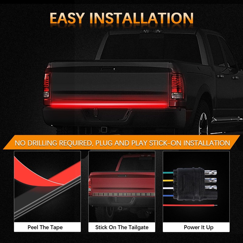 Amexmart 60 Inch Tailgate Light Bar Quad Row LED Tail