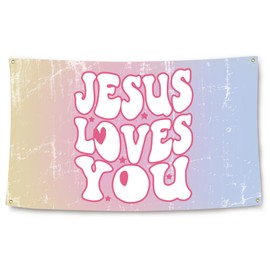 Jesus Loves You Funny Flag for Room 3x5 Ft College Dorm Decor Teen Guys Girls Bedroom Living Room Dorm Home Indoor Wall Decorations