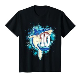 Kids Kids 10 yrs Old Boys Shark Birthday Gift Shirt Tee T-Shirt