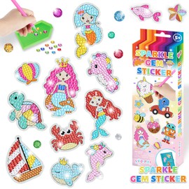 WOOXDYUK Pack of 21 Diamond Painting Children, 5D Diamond Painting Sticker Kits for Children, DIY 5D Animal & Sea World Diamond Art Mosaic Stickers for Children Adults Beginners