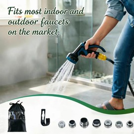 Indoor Sink Hose Attachment, 50FT Expandable Water Hose with 7 Faucet Adapters for Kitchen & Bathroom Faucets, Watering Plants, Pet Bathing and Household Cleaning