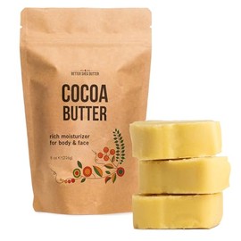 Unrefined Cocoa Butter - Raw, 100% Pure with Natural Cocoa Scent - Use in DIY Lotion, Lotion Bars and Sticks, Lip Balm, Body Butter and a Lot More Skin Care Creations - 8 oz
