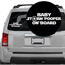 Yoonek Graphics Baby Storm Pooper on Board Decal Sticker for Car Window, Laptop and More # 964 (3" x 9.2", White)