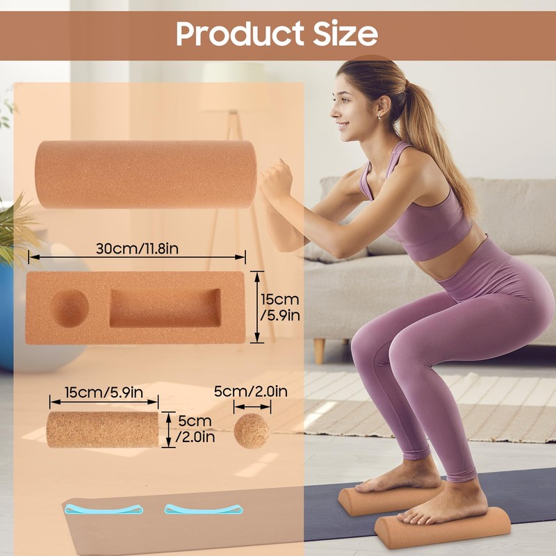 Exsulity Cork Balance Board, Exerciser Trainer Set