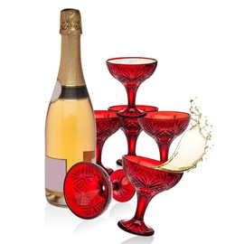 Godinger Taster Glass Set, Wine Tasters, Coupe Glasses, Glassware for Tastings & Entertaining, Red Set of 6