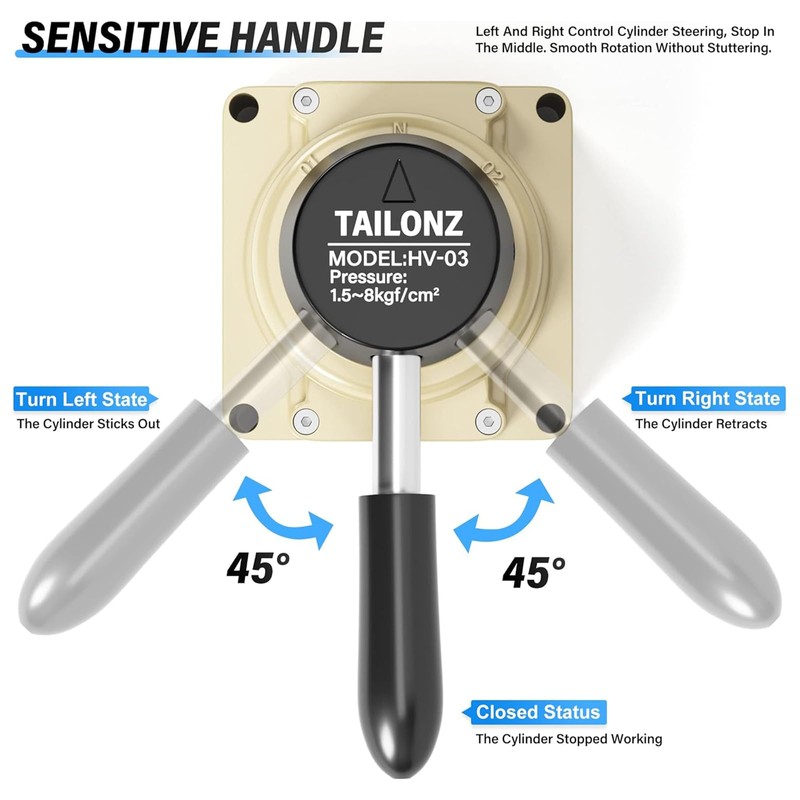 TAILONZ PNEUMATIC Rotary Lever Hand Valve HV-03 3/8”BSP Air Flow