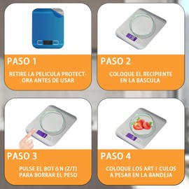 JUGLUTE Báscula Digital de Cocina USB Recargable, Báscula de Cocina de Acero Inoxidable de 10kg/22lb con Pantalla LCD, Función de Tara, Balanza de Alimentos Multifuncional para Cocina