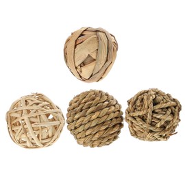 iplusmile Pet Grass Ball Toy 4 Pack Guinea Pig Chew Toy Chewing Balls for Small Pets
