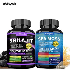 Dynamic Vitality Bundle - Wildopolis Sea Moss & Shilajit Supplements - All-in-One Multivitamin ealth Dietary Supplement Combo with - Specification: Sea Moss