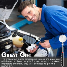 Copkim Copkim 1 Pcs Telescoping Inspection Mirror, 29 Inch Mechanics Automotive Tool with Long Handle, Round Extendable Mirror on a Stick for Technicians Mechanics Contractors Checking Observation(Black)