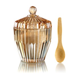 ZEERSHEE 5 Oz Glass Salt Cellar with Lid Spoon Storage Jar for Salt Sugar Spices, Dishwasher Safe Kitchen Container