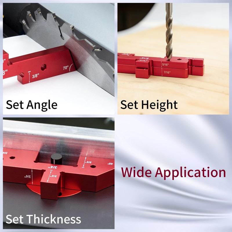 DEEFIINE Router Table Setup Blocks Woodworking,14pcs Aluminum Precision Setup Bars