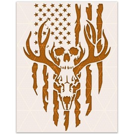 Deer Skull Flag Stencil - Reusable for Painting Crafts and Decor - 10 mil Mylar (10"H x 6.9"W)