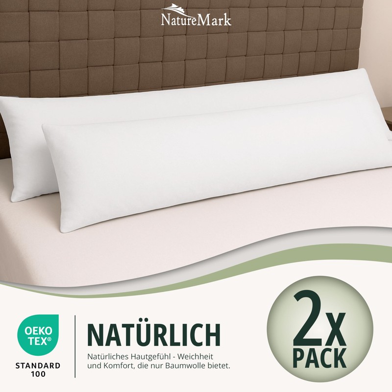 NatureMark Pack of 2 Jersey Cushion Covers, Side Sleeper Pillows,