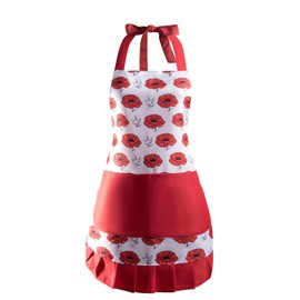 Alex Virtue Vintage Floral Apron for Women with Functional Pockets Adjustable Neck Strap for Cooking Baking Mother's Gift (rose)