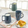 Ceraozmus Large Ceramics Coffee Mugs,24 OZ,With Spoon And Wooden Lid,For