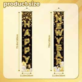 Happy New Year Door Banner - 72x12 Inch | Large Front Door Porch Sign Hanging Banner | Happy 2026 Decorations for Outdoor Indoor Home Wall