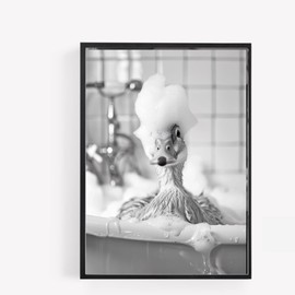 gfc FUNNY BATHROOM duck taking a bubble bath A4 UNFRAMED PRINT PICTURE wall art Home decor Decorating