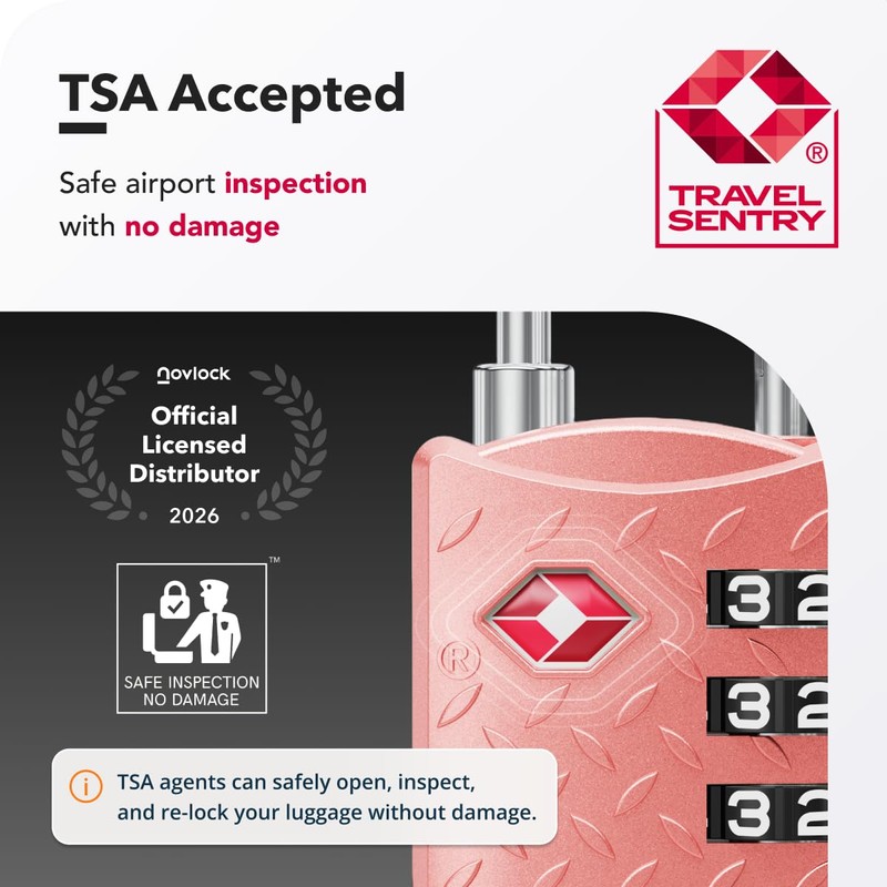 NOVLOCK Suitcase Padlocks – TSA Approved Suitcase Locks with 4-Digit
