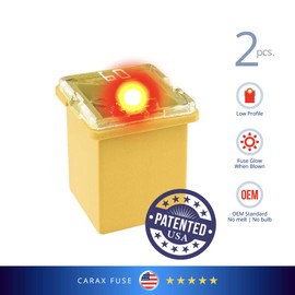 CARAX Glow Fuse – Premium Fuse Cartridge Low Profile Fuse – 60A Kit 2 pcs. – Glow When Blown LED Automotive Fuse – Smart Auto Glow Fuse Easy Identification – 2 pcs.