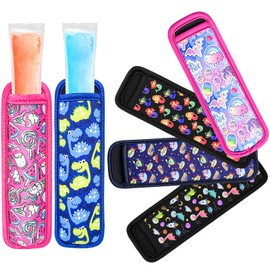 Amintiri Popsicle Holder for Kids, 6 Pieces Ice Pop Neoprene Insulator Sleeves, Freeze Pops Neoprene Sleeves, Cute Ice Sleeves Holder, Reusable Washable Ice Popsicle Sleeves for Boys Girls