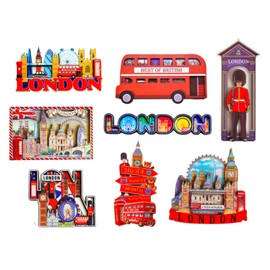 Set of 8 Famous London Icons Design Fridge Magnets Mix