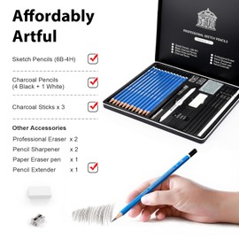 ROCOD Drawing Pencils 26 Pieces Sketching Pencils Set Profession Sketch Pencil Graphite Drafting Art Drawing Pencil for Artists Beginners Adults