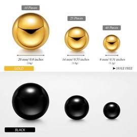 150 Pieces Vase Filler Faux Pearls Vase Makeup Beads No Hole Gloss Pearl Beads Mixed Sizes Round Pearls for Vase Home Party Wedding Decor, 8/14/20 mm (Gold, Black)