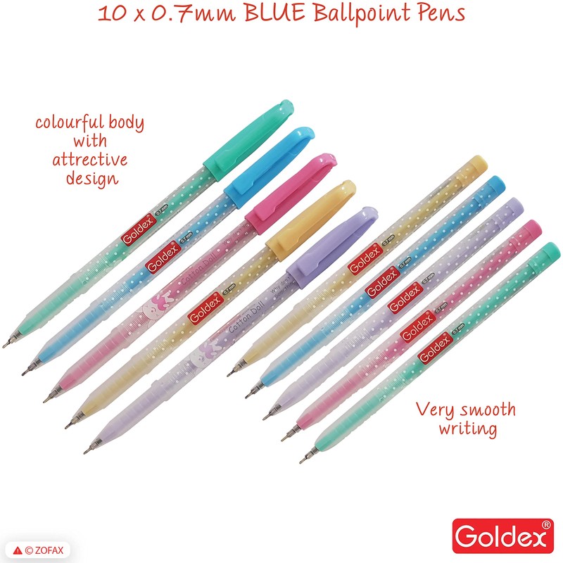 Goldex 10 x 0.7mm Ball Pens Cotton Doll Ball Point