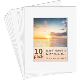 10 Pack Picture Frame Mats, 11x14 Matted to 8x10 Photo Mats, Acid Free Picture Matting for Pictures Photos Watercolor Artwork (White)