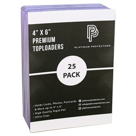 Platinum Protectors 4" x 6" Toploaders (25-Count) Rigid Holders for Postcards, Photos, Documents, Memorabilia, Collectibles Premium Hard Plastic Sleeves