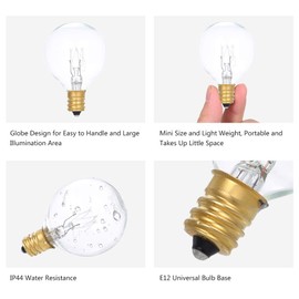 Neoglint Neoglint 25 Pack G40 Replacement Bulbs Outdoor 7 Watt G40 Globe Tungsten Bulbs 2100K Warm White Candelabra Screw E12 Base IP44 Waterproof Clear Glass Bulbs