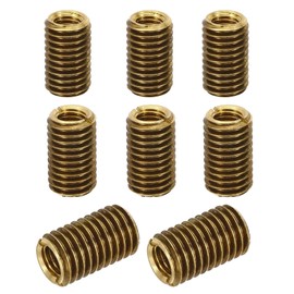 PATIKIL Brass Threaded Repair Insert Nut, 8 Pcs M12xM8x20mm Male to Female Slotted Thread Sleeve Inserts Reducing Nut Adapter Reducer Screw Sleeves, Gold Tone
