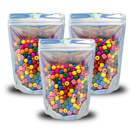WaldOaks - 100 Pcs Iridescent Resealable Mylar Bags - 5x7 Inch Ziplock Heat Sealable Stand Up Pouches Parties Small Business Packaging