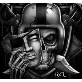 Oracal (2) Las Vegas Raiders R4L Waterproof Vinyl Stickers 4.25x4 Oakland Skull Decals