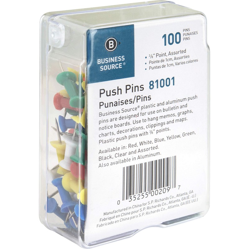 Business Source 1/2" Head Push Pins