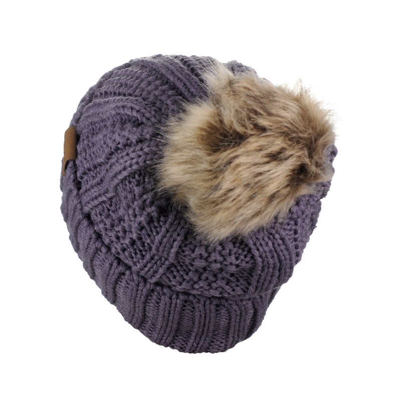 C.C Gorro grueso de punto trenzado de pelo sintético mullido